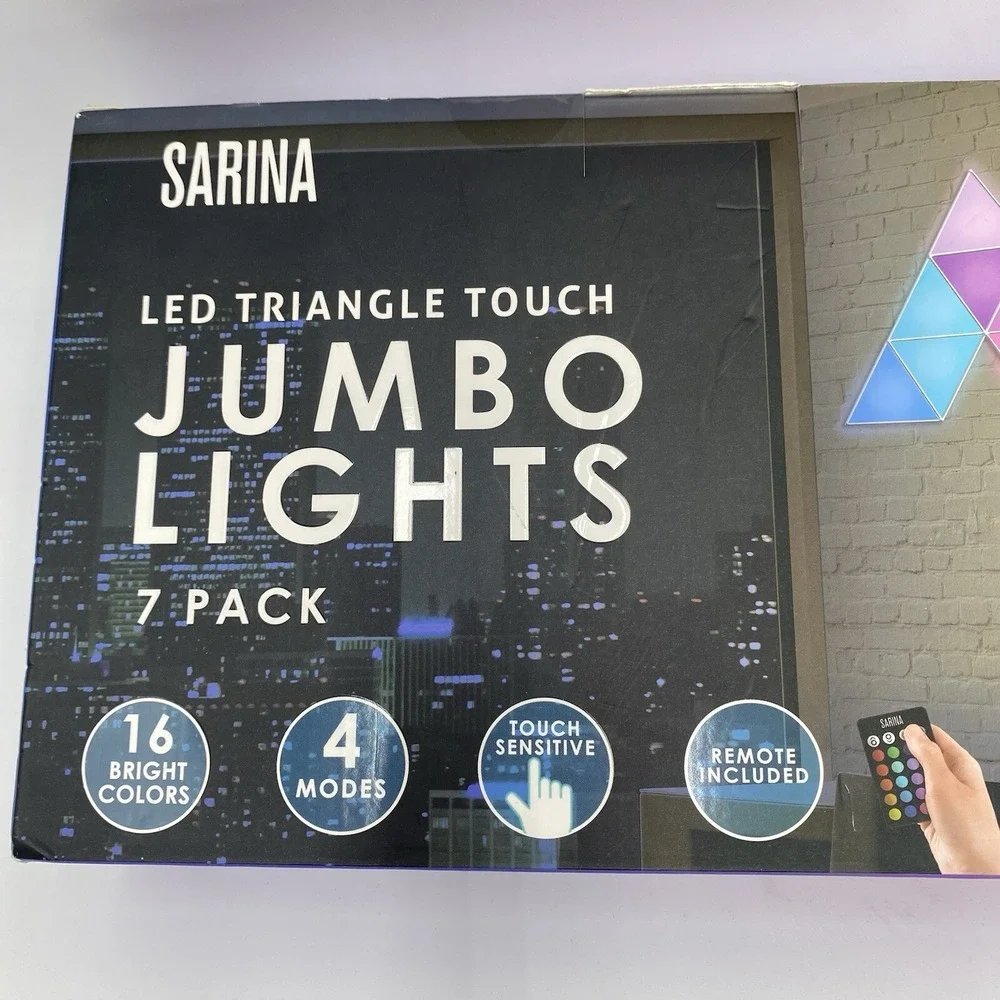 Sarina LED Hexagon Touch Lights 7 Pack SOUND ACTIVATED MULTICOLOR NEW & Sealed